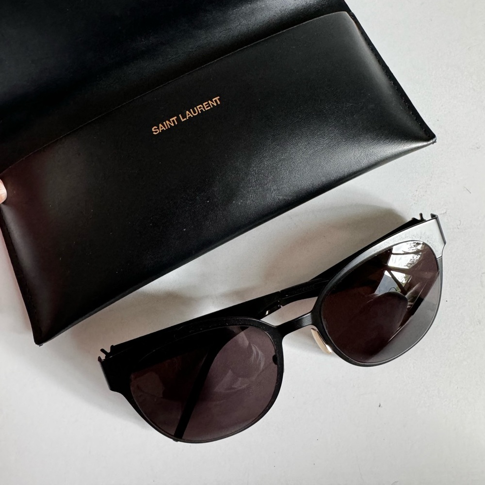Yves Saint Laurent YSL black matte metal sunglasses
